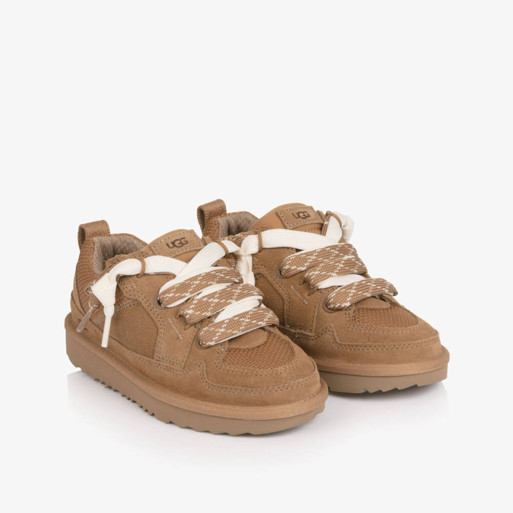 UGG-Chestnut Brown Suede Leather Lo Lowmel Trainers | Childrensalon