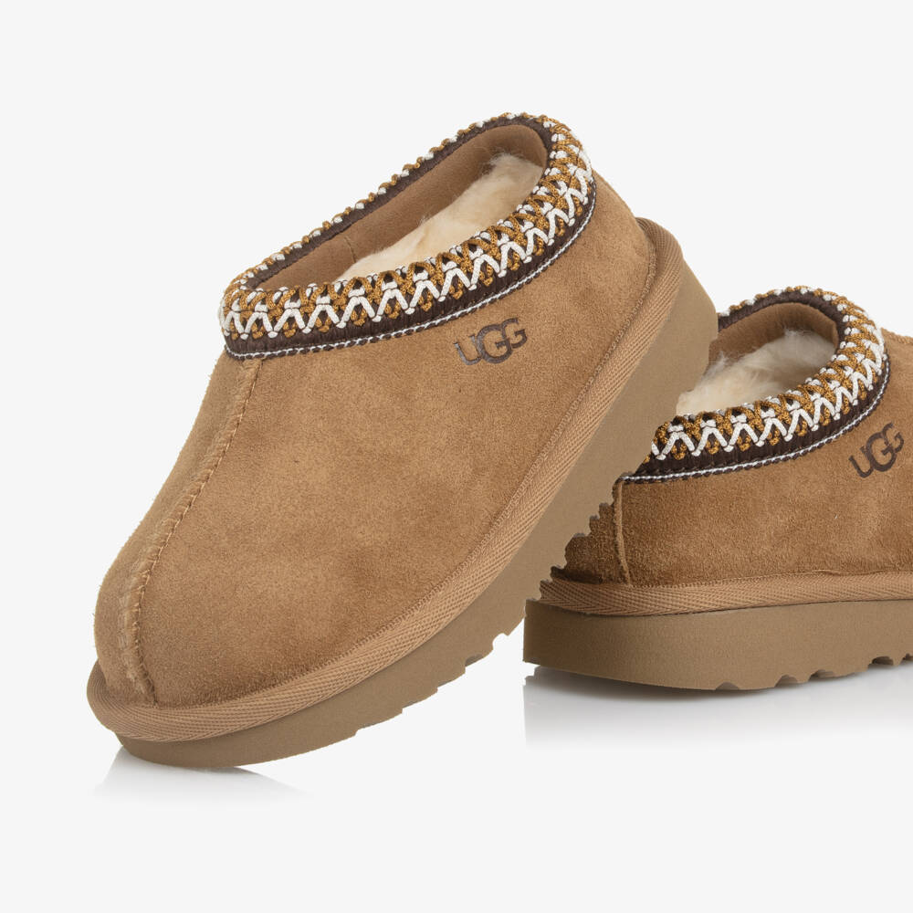UGG-Chestnut Brown Suede Tasman Mules | Childrensalon