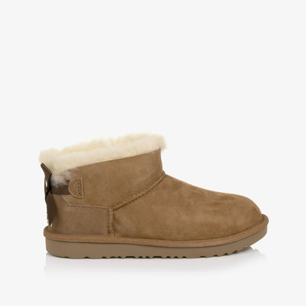 UGG-Chestnut Brown Ultra Mini Bailey Bow Boots | Childrensalon