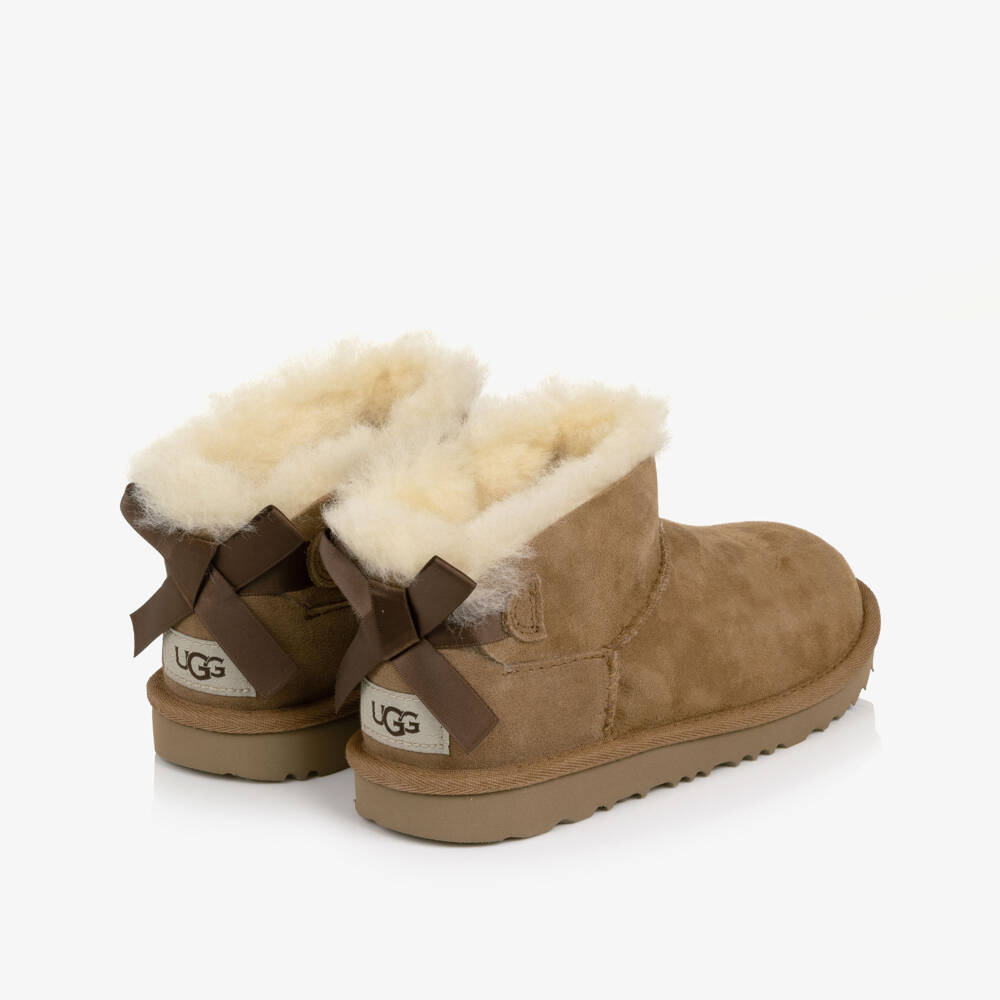 UGG-Chestnut Brown Ultra Mini Bailey Bow Boots | Childrensalon