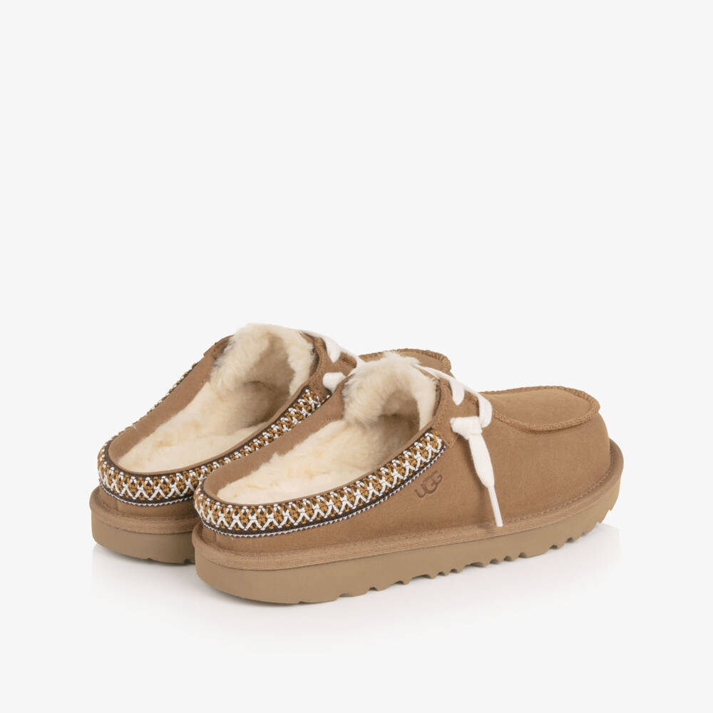 UGG-Chestnut Suede Leather Lace-Up Tasman Mule | Childrensalon