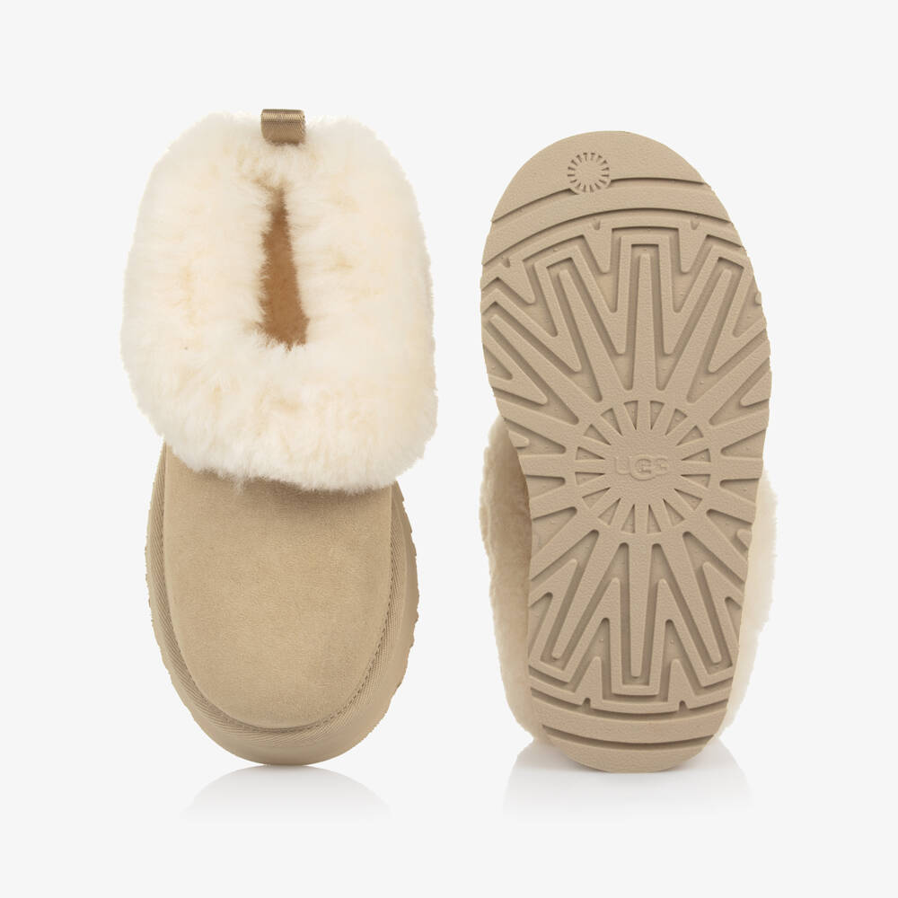 UGG-Girls Beige Suede Tazzelle Slippers | Childrensalon