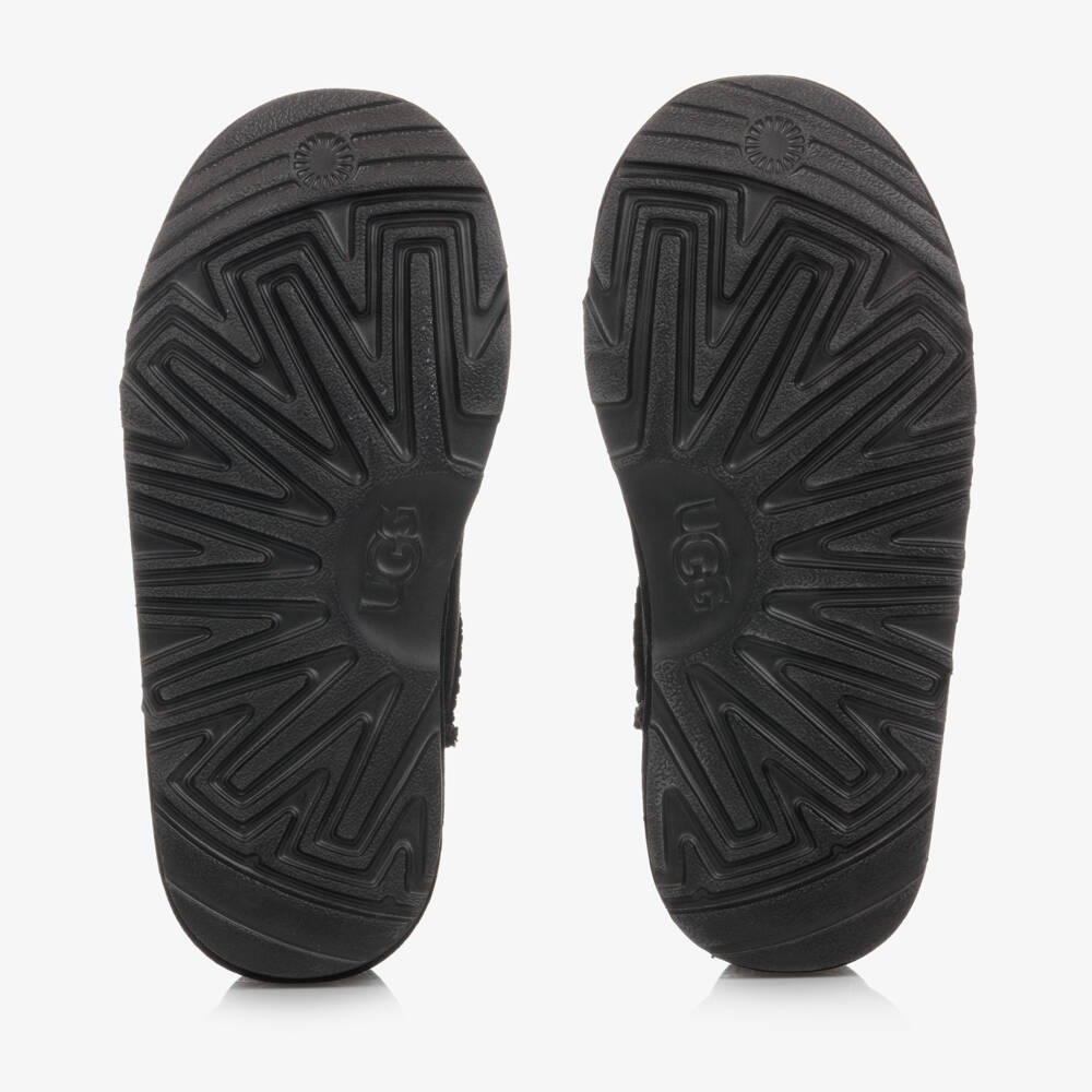 UGG-Girls Black Suede Leather Bow Boots | Childrensalon