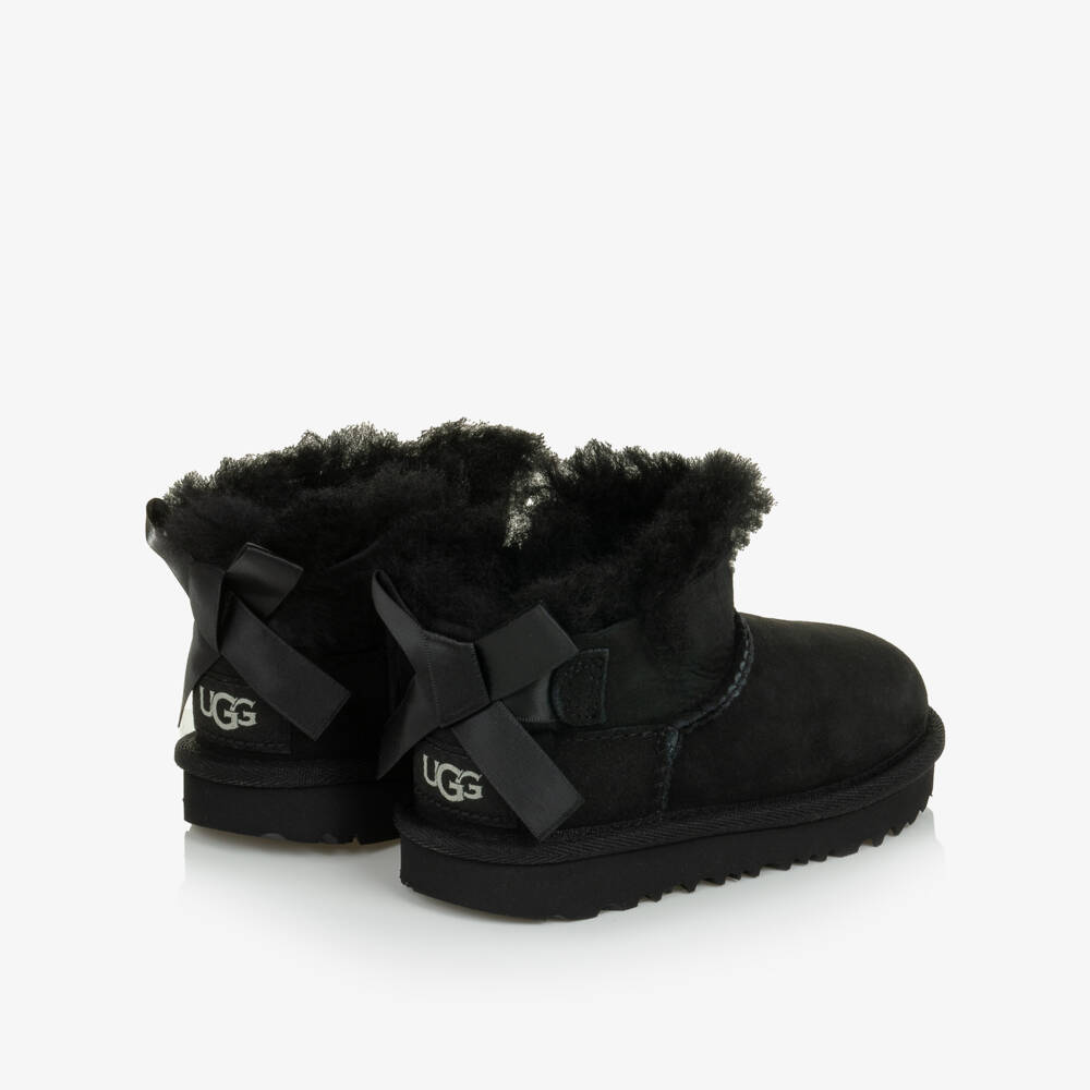 UGG-Girls Black Ultra Mini Bailey Bow Boots | Childrensalon