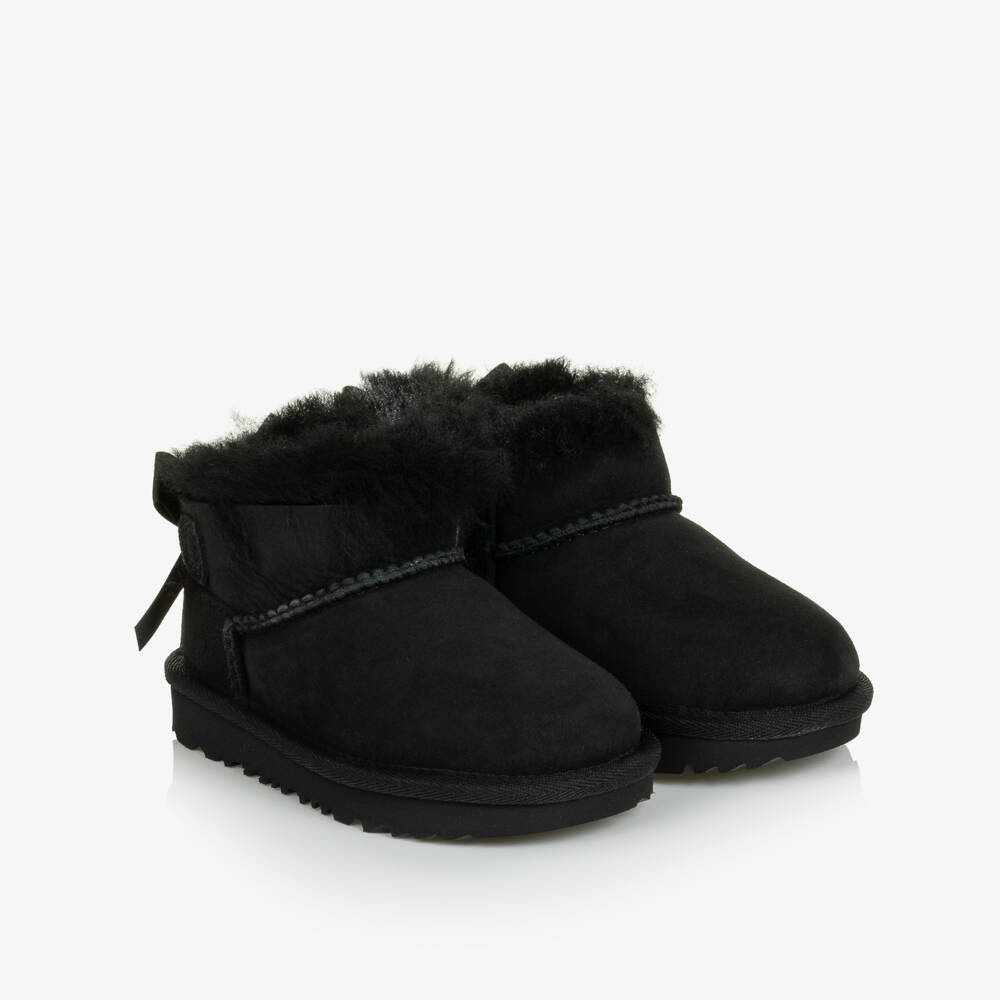 UGG-Girls Black Ultra Mini Bailey Bow Boots | Childrensalon