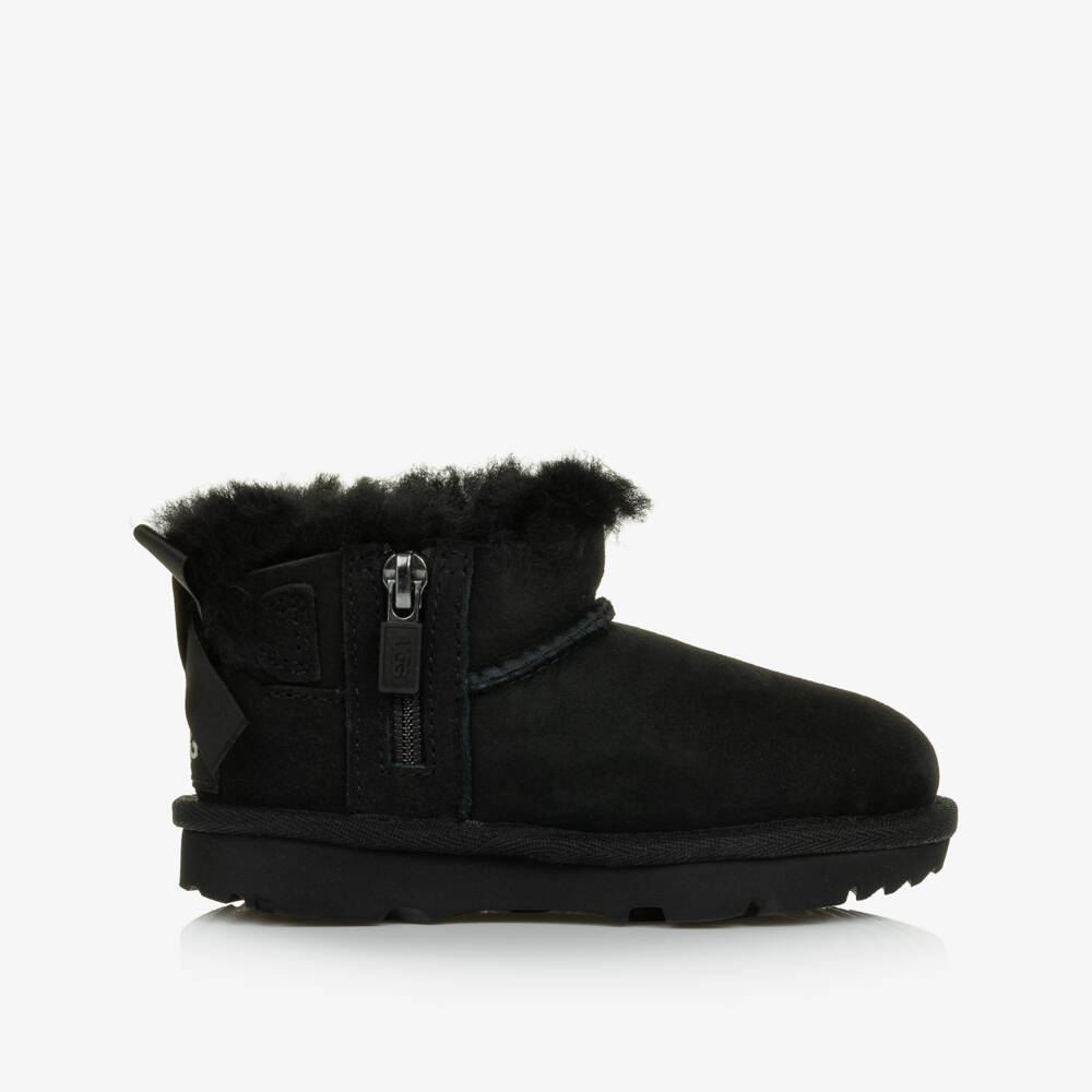 UGG-Girls Black Ultra Mini Bailey Bow Boots | Childrensalon