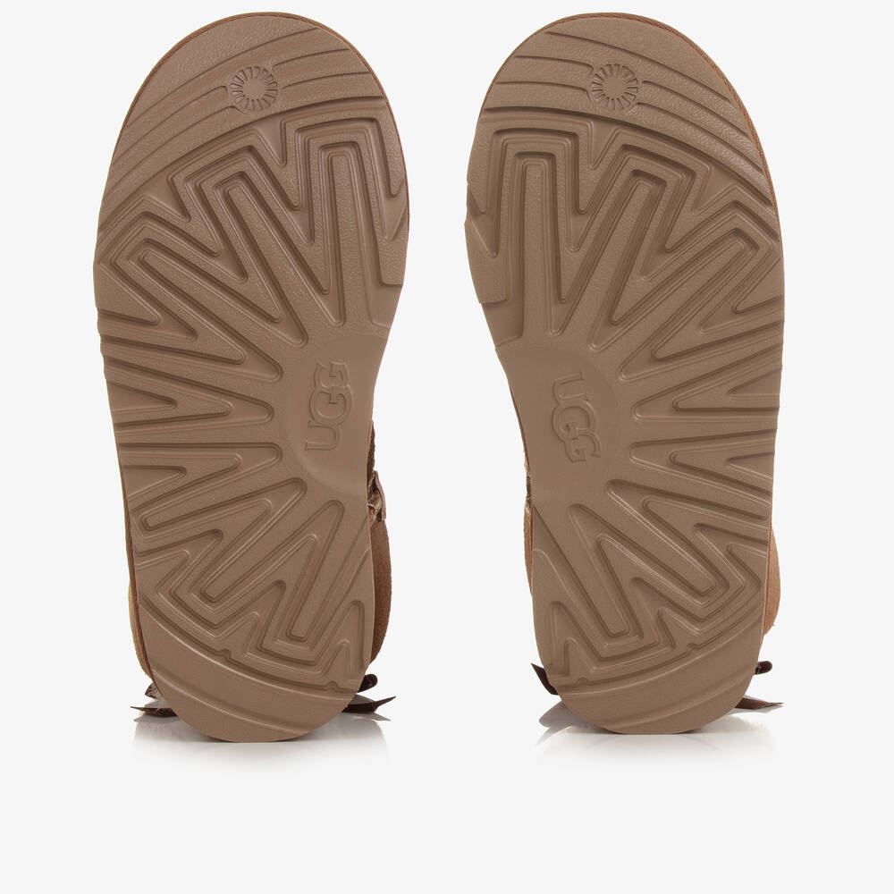 UGG-Girls Brown Suede Bow Boots | Childrensalon