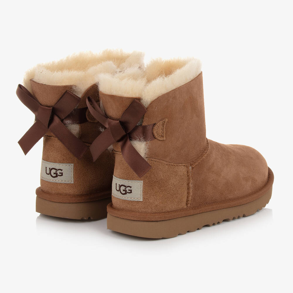 UGG-Girls Brown Suede Bow Boots | Childrensalon