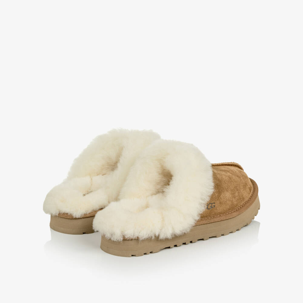 Une Fille-Girls Chestnut Brown Disquette Slider Slippers | Childrensalon
