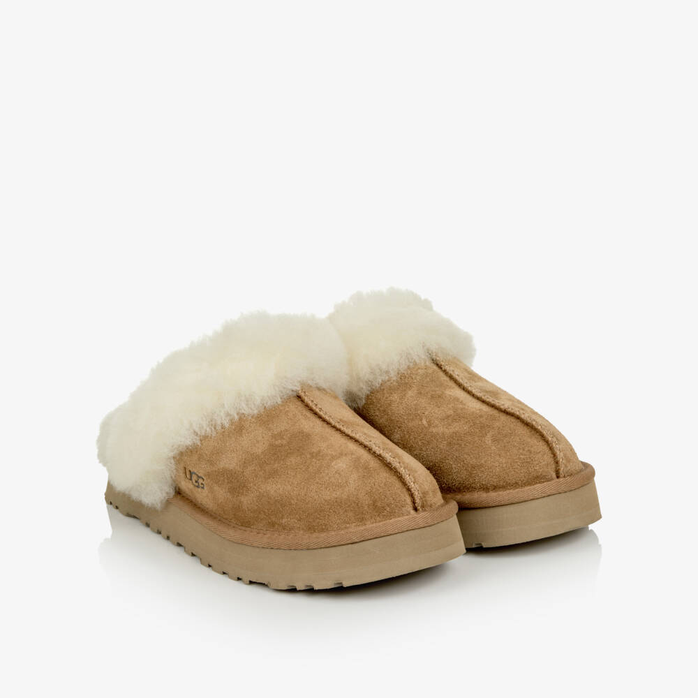 Une Fille-Girls Chestnut Brown Disquette Slider Slippers | Childrensalon