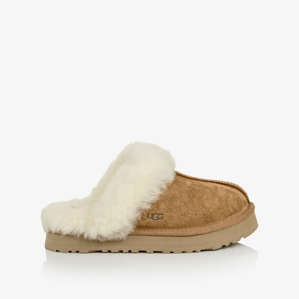 Une Fille-Girls Chestnut Brown Disquette Slider Slippers | Childrensalon