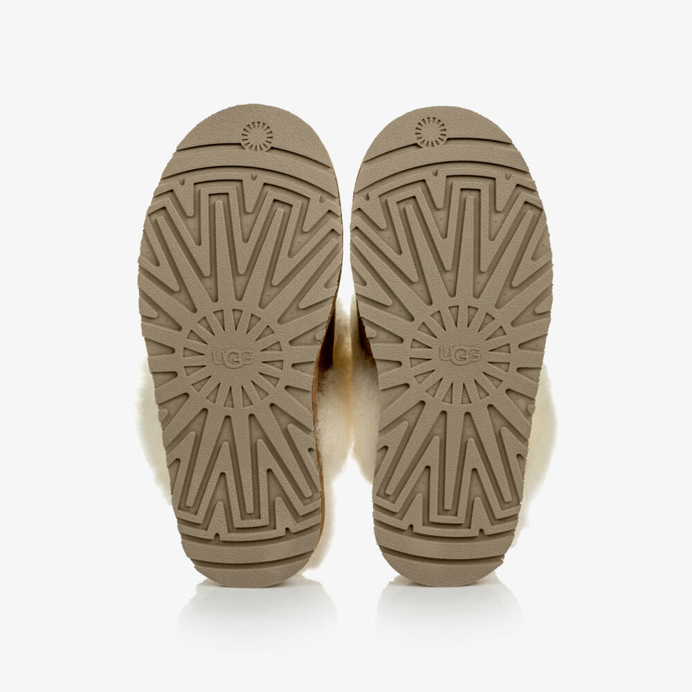 Une Fille-Girls Chestnut Brown Disquette Slider Slippers | Childrensalon