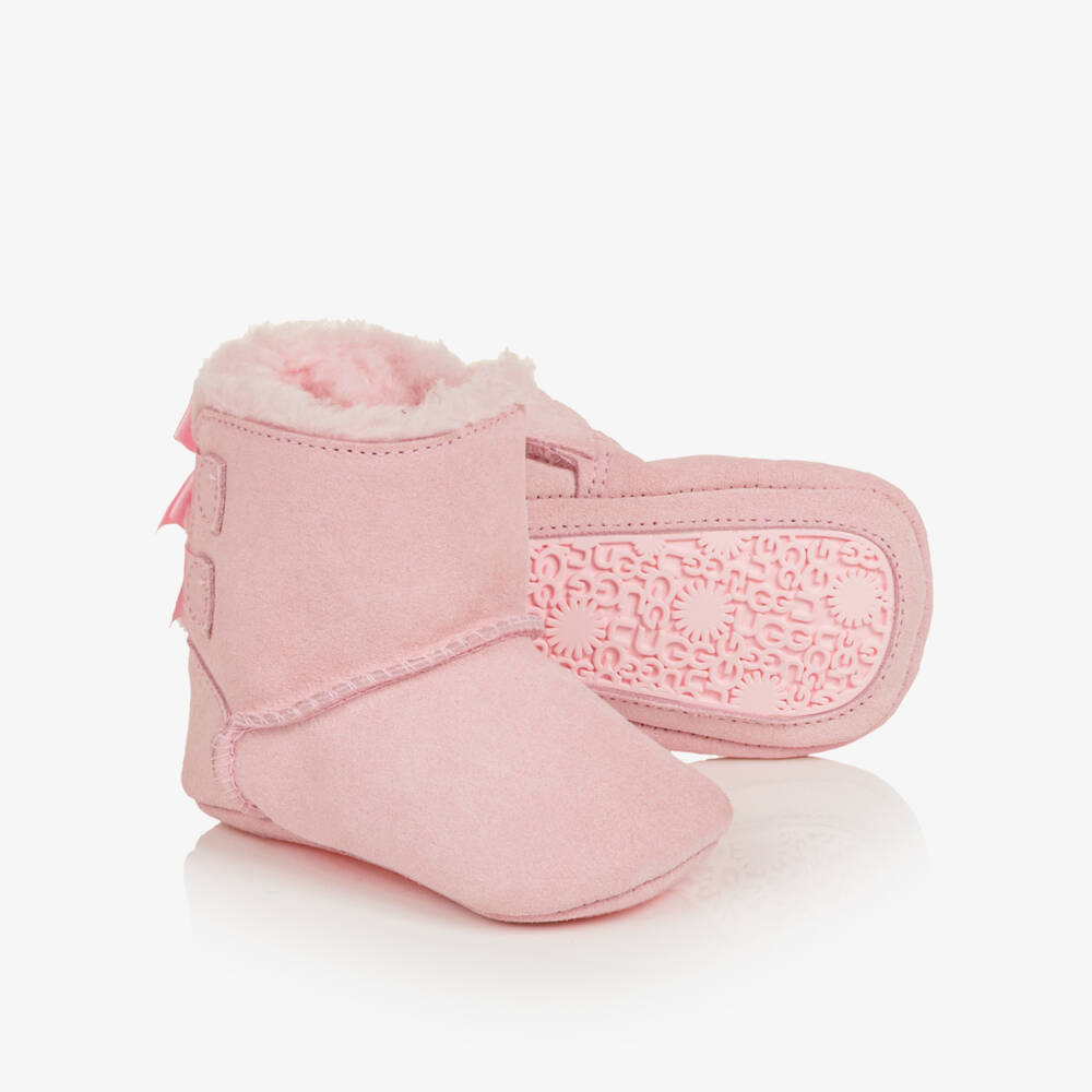 UGG-Girls Pink Baby Bailey Bow Suede Boots | Childrensalon