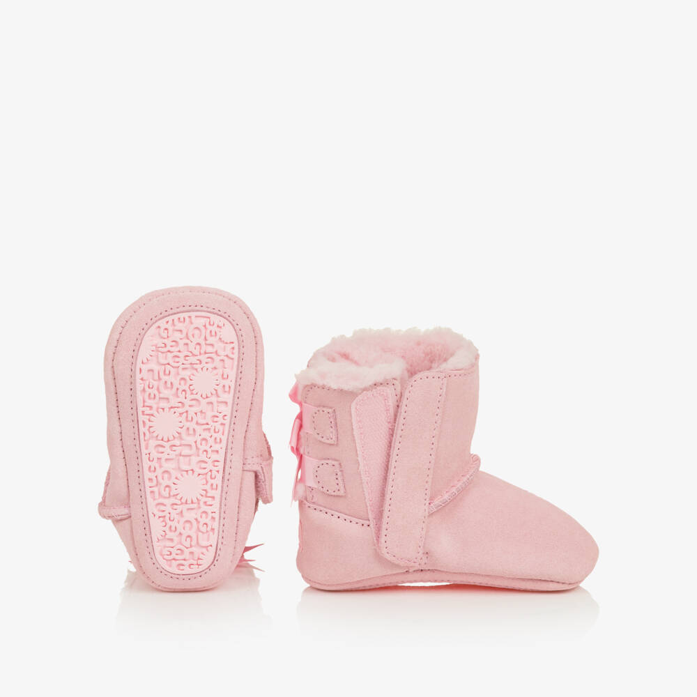 UGG-Girls Pink Baby Bailey Bow Suede Boots | Childrensalon