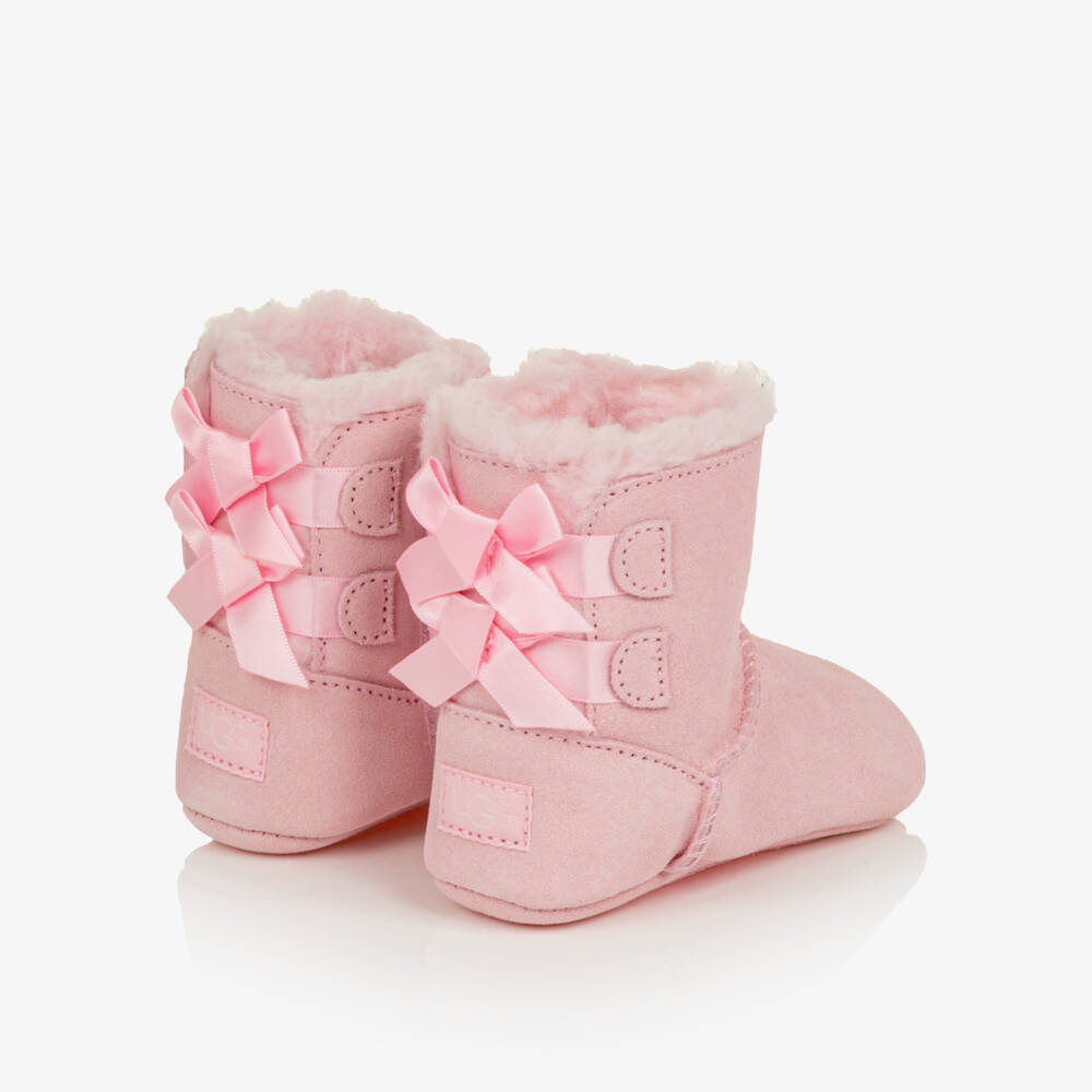 UGG-Girls Pink Baby Bailey Bow Suede Boots | Childrensalon