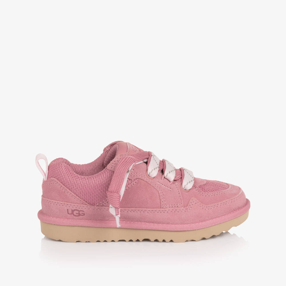 Une Fille-Girls Pink Suede Leather Lo Lowmel Trainers | Childrensalon
