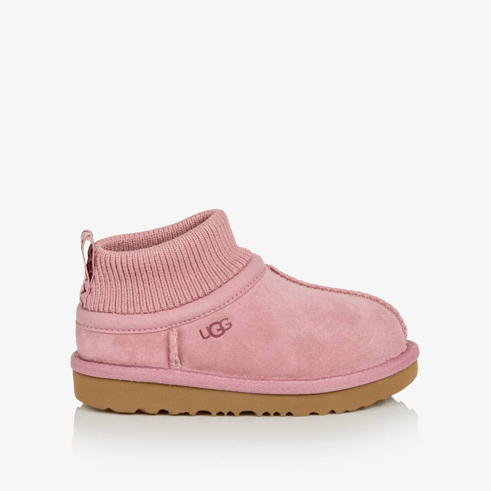 UGG-Girls Pink Ultra Stretch Cuff Boots | Childrensalon