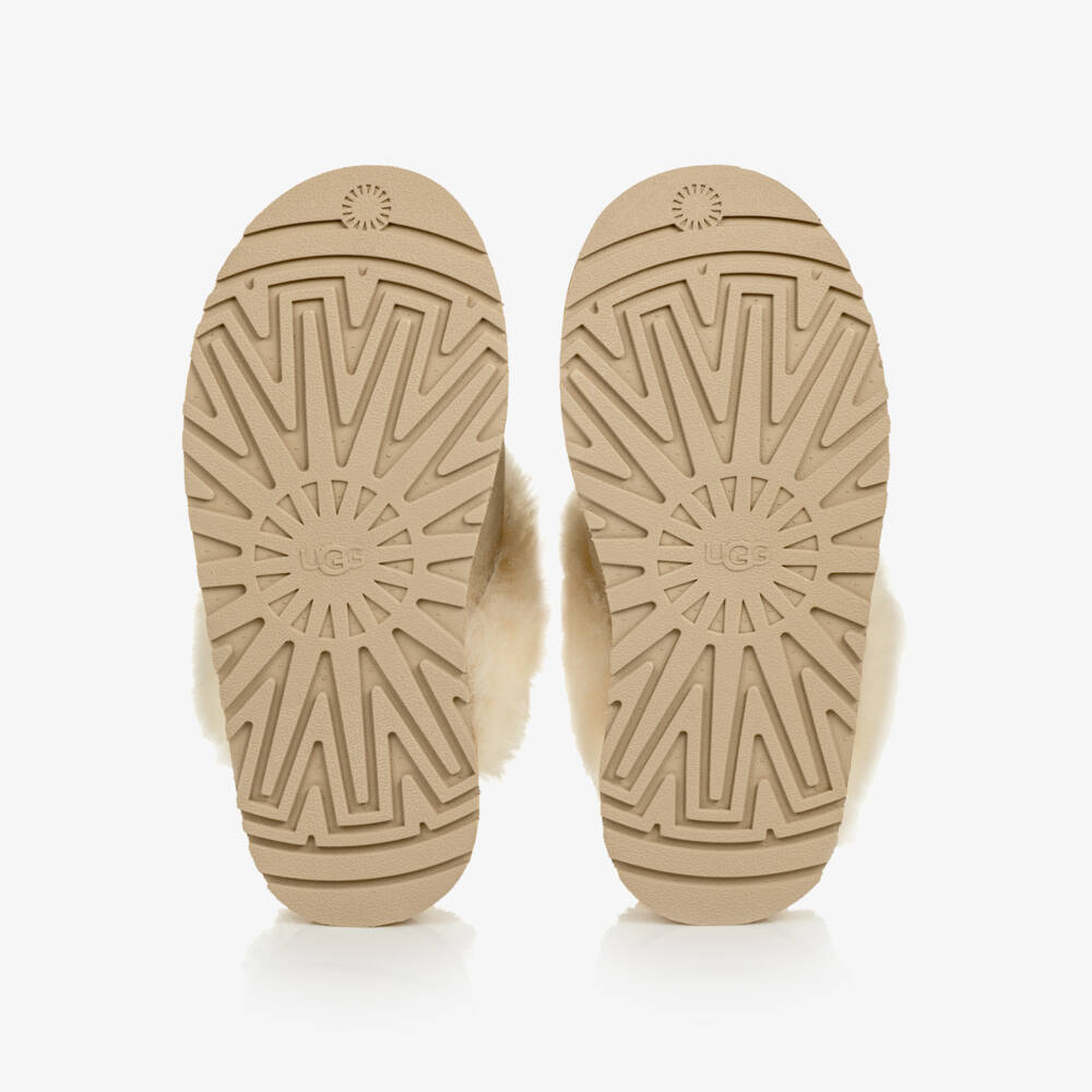 UGG-Girls Sand Beige Disquette Slider Slippers | Childrensalon