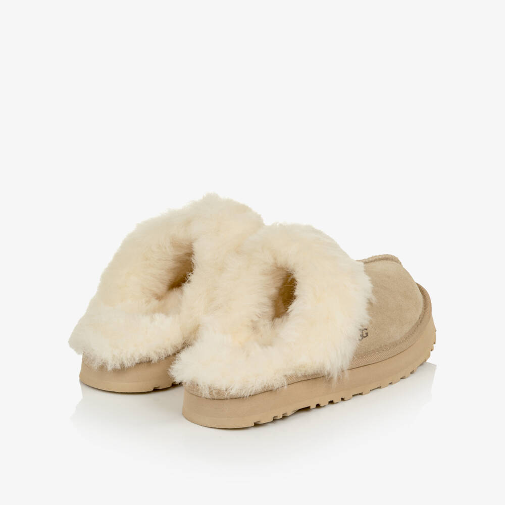 UGG-Girls Sand Beige Disquette Slider Slippers | Childrensalon