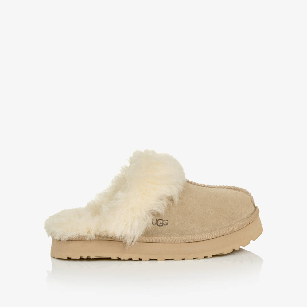 UGG-Girls Sand Beige Disquette Slider Slippers | Childrensalon