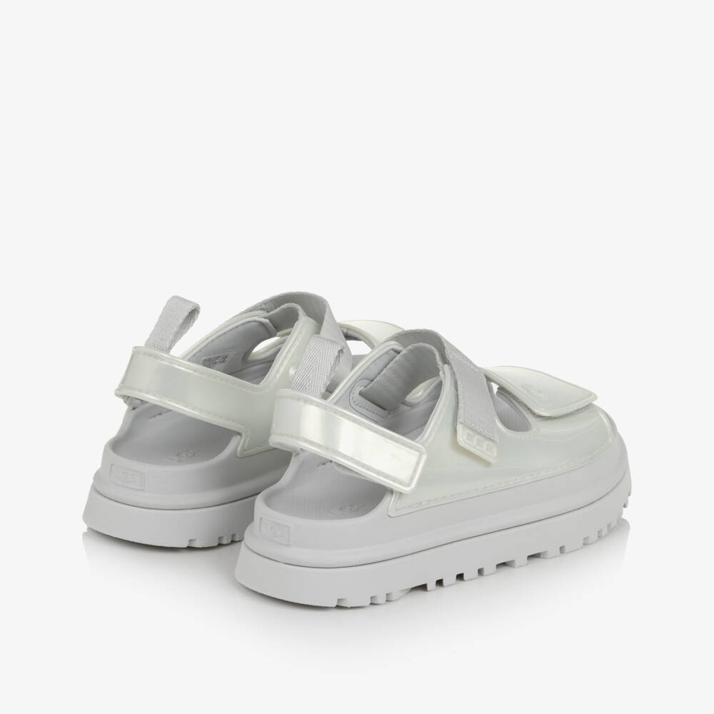 UGG-Girls Silver Goldenglow Glossy Sandals | Childrensalon