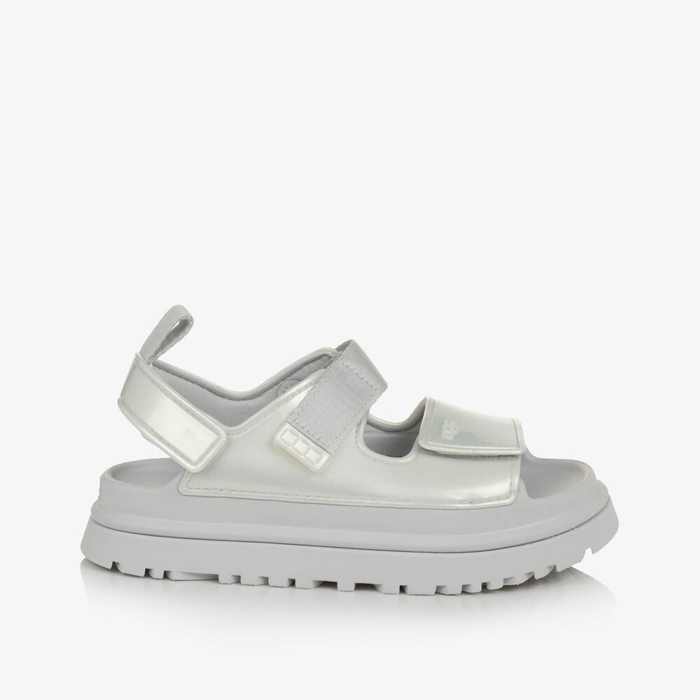 UGG-Girls Silver Goldenglow Glossy Sandals | Childrensalon