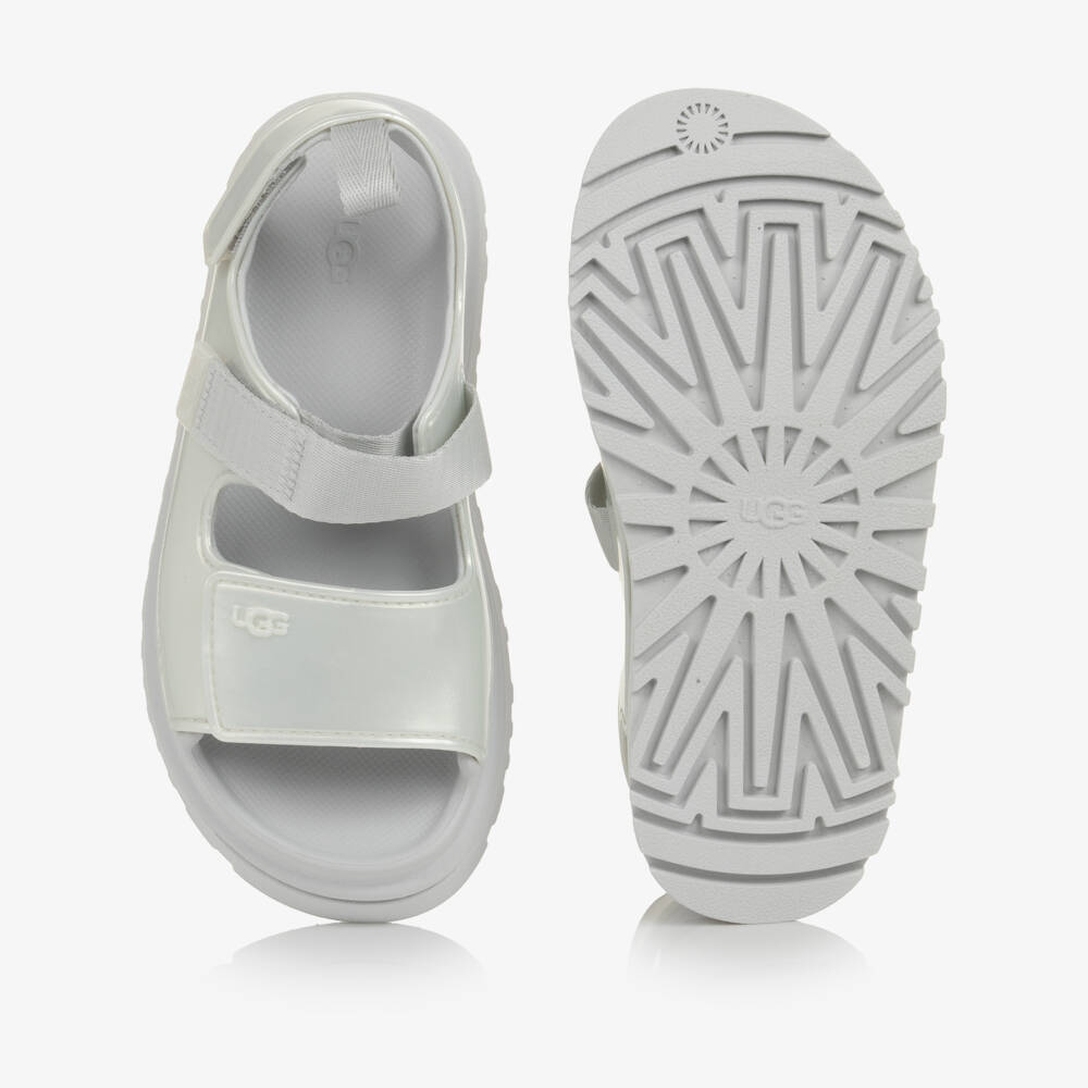 UGG-Girls Silver Goldenglow Glossy Sandals | Childrensalon
