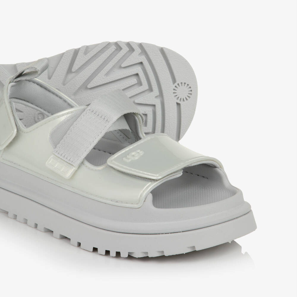 UGG-Girls Silver Goldenglow Glossy Sandals | Childrensalon