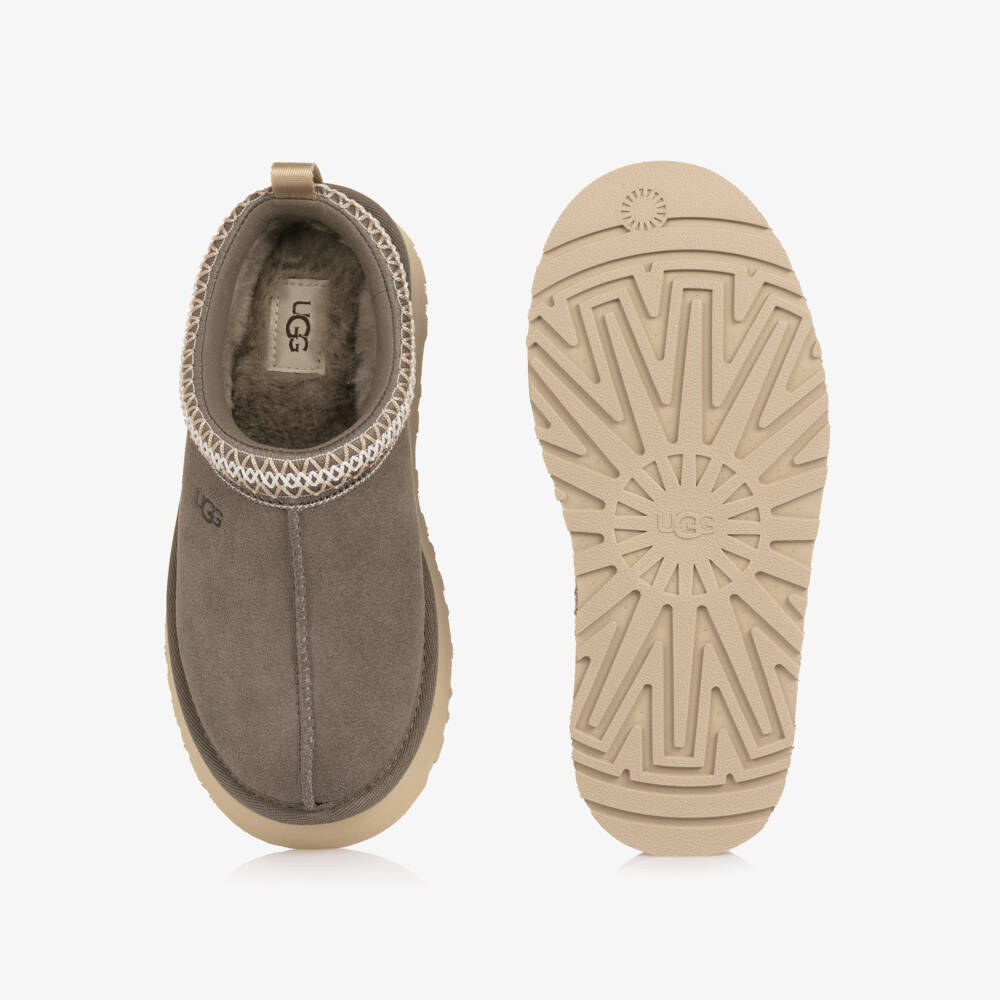 Une Fille-Grey Suede Leather Tazz Mules | Childrensalon