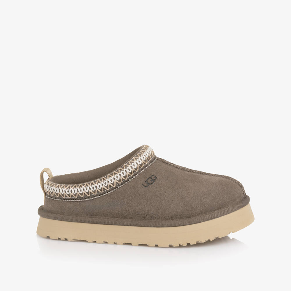 Une Fille-Grey Suede Leather Tazz Mules | Childrensalon