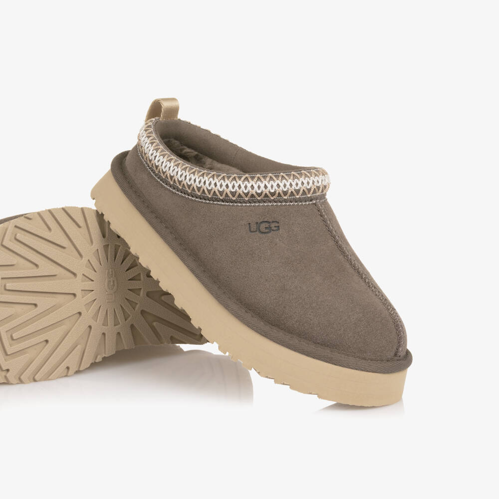 Une Fille-Grey Suede Leather Tazz Mules | Childrensalon