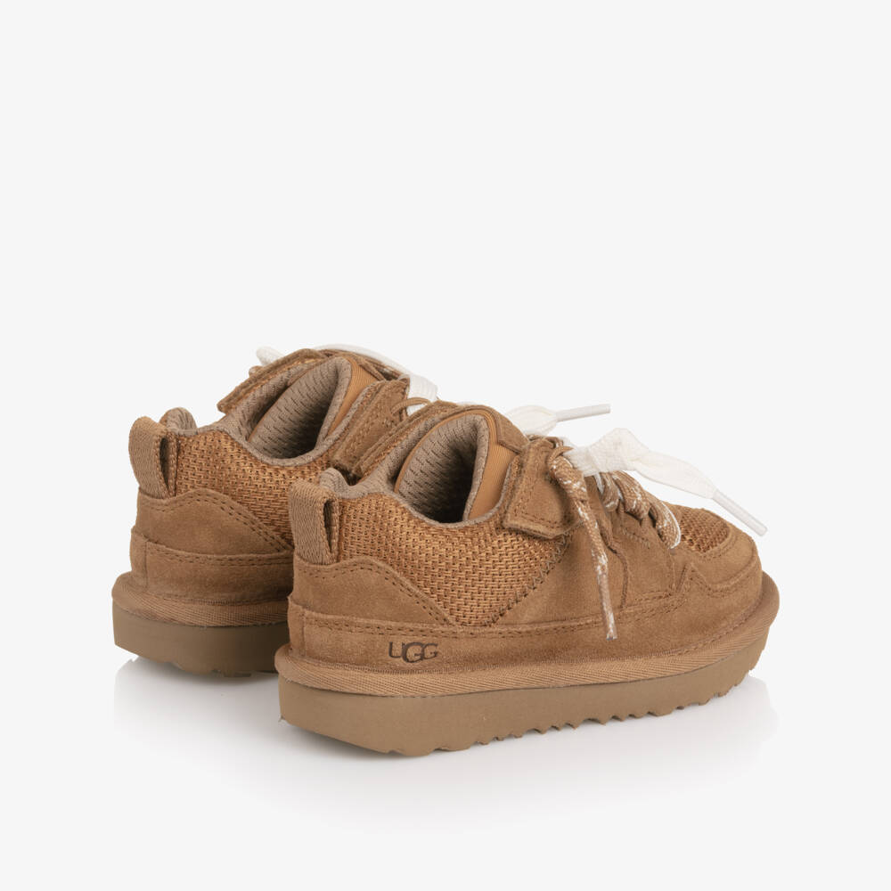 Une Fille-Lo Lowmel Chestnut Brown Suede Leather Trainers | Childrensalon