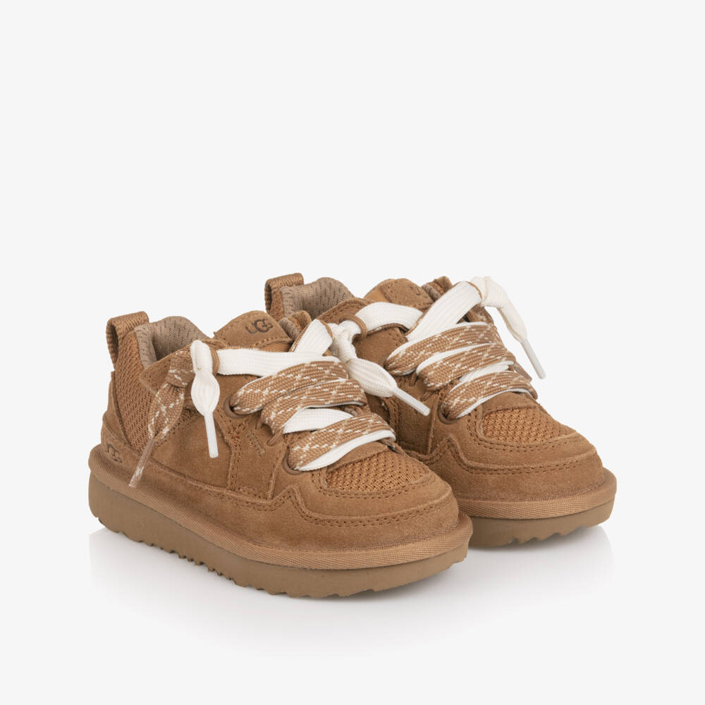 UGG-Lo Lowmel Chestnut Brown Suede Leather Trainers | Childrensalon