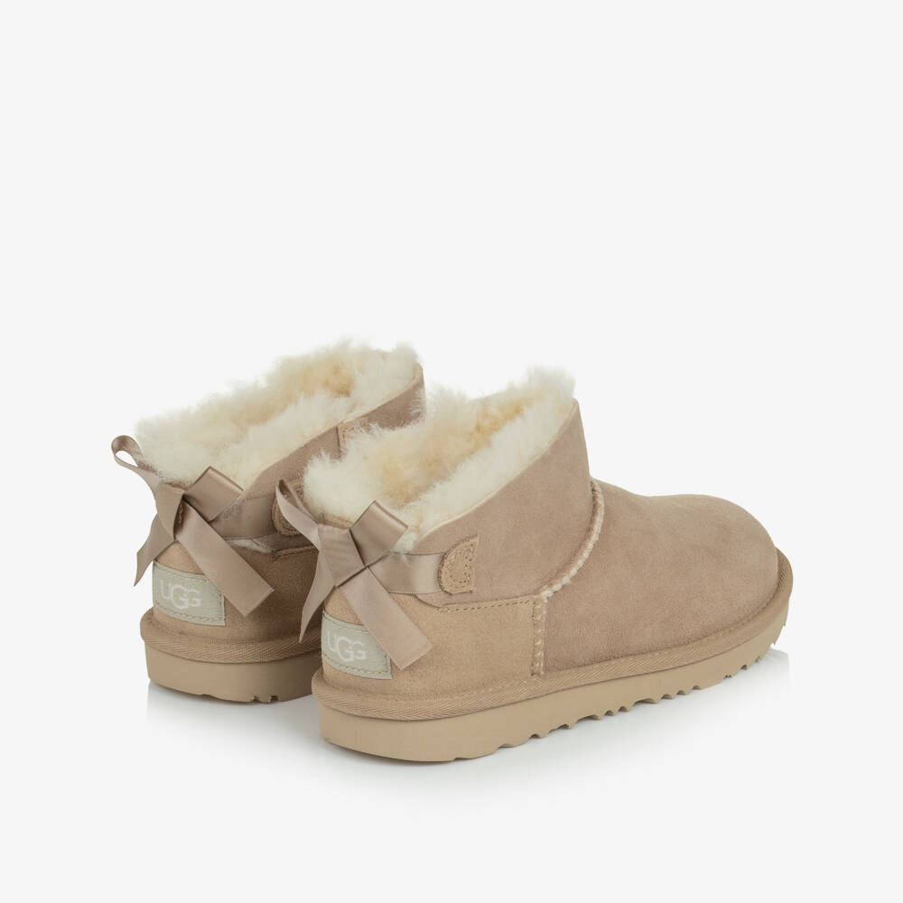 Une Fille-Sand Beige Ultra Mini Bailey Bow Boots | Childrensalon