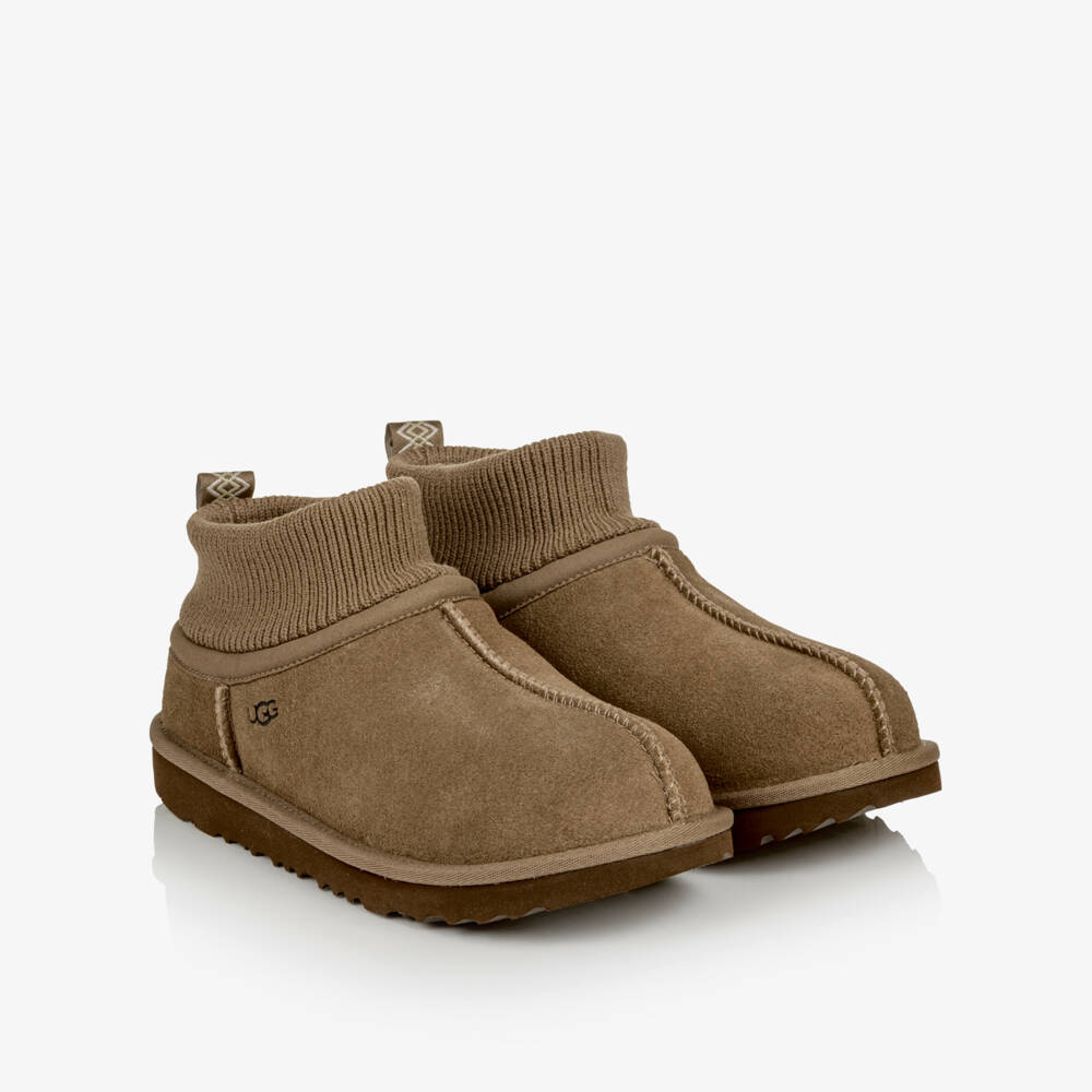 UGG-Ultra Stretch Cuff Boots in Sand Beige | Childrensalon