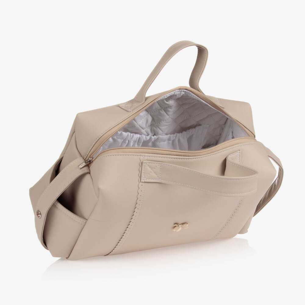 Uzturre-Beige Faux Leather Changing Bag (41cm) | Childrensalon