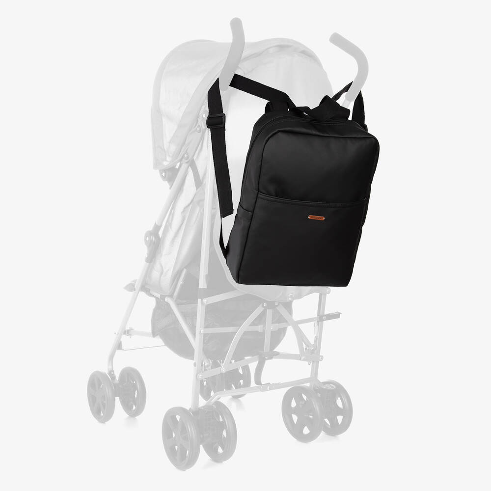 Uzturre-Black Faux Leather Changing Backpack (37cm) | Childrensalon