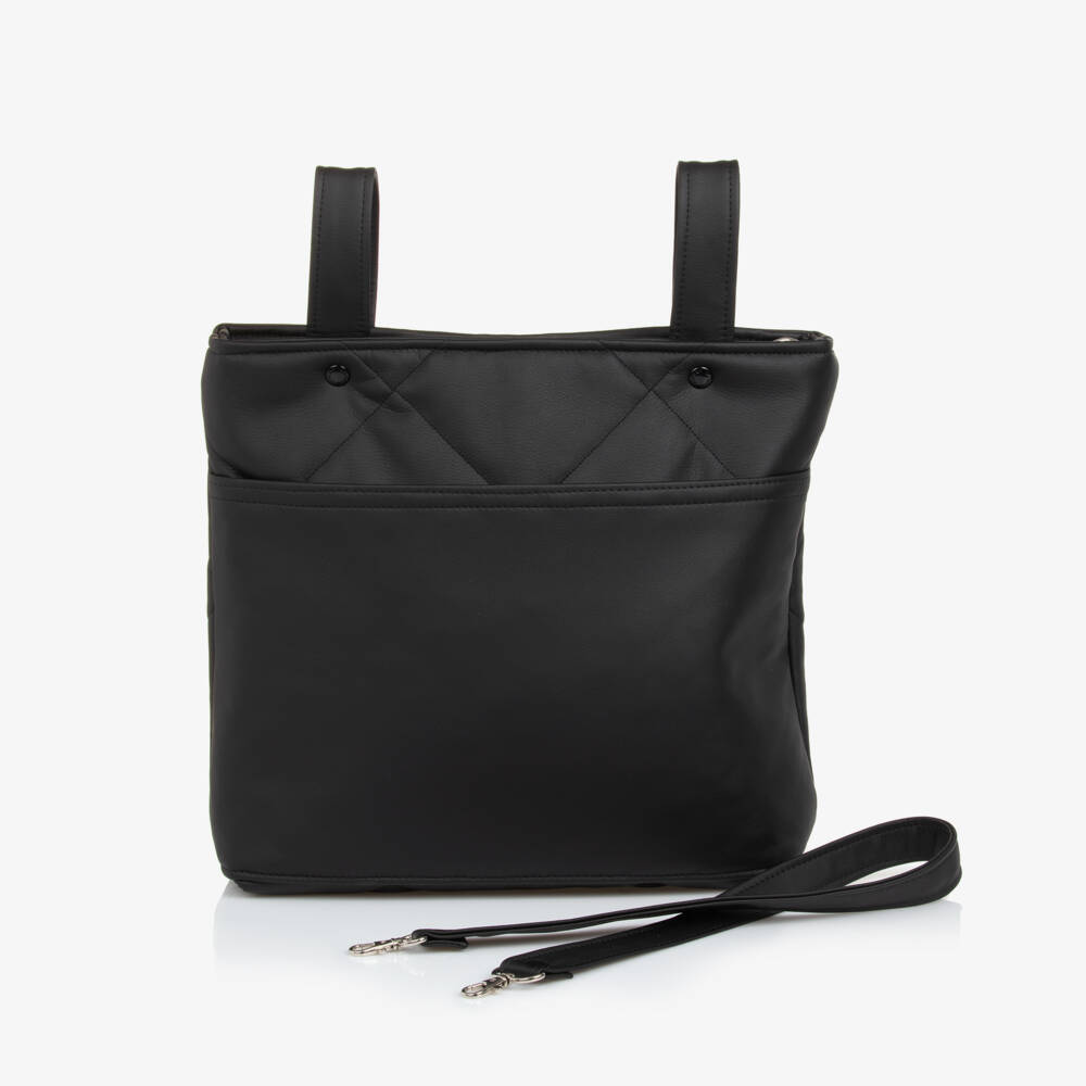 Uzturre-Black Quilted Faux Leather Stroller Changing Bag (40cm) | Childrensalon