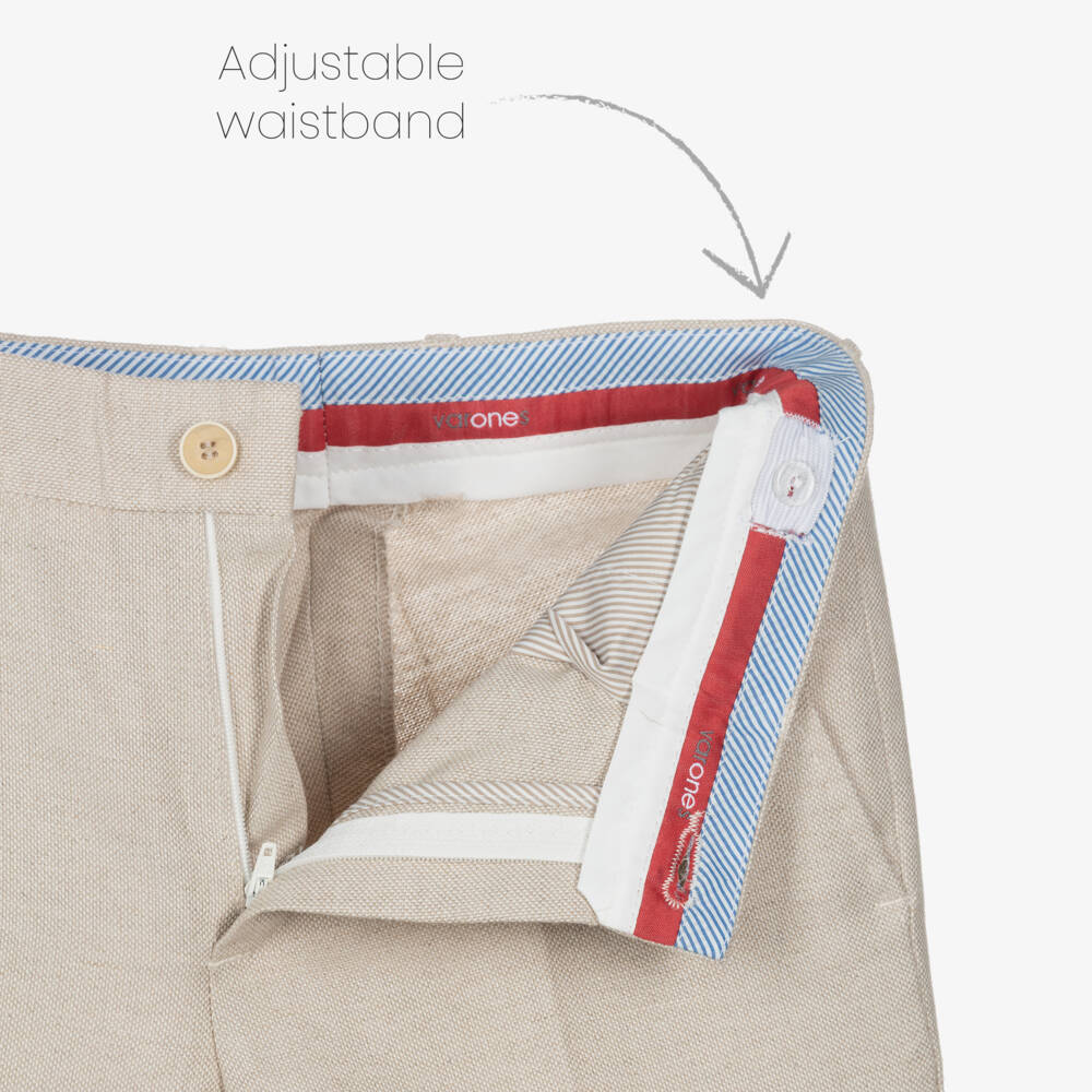 Varones One-Boys Beige Suit with Stand-Up Collar | Childrensalon