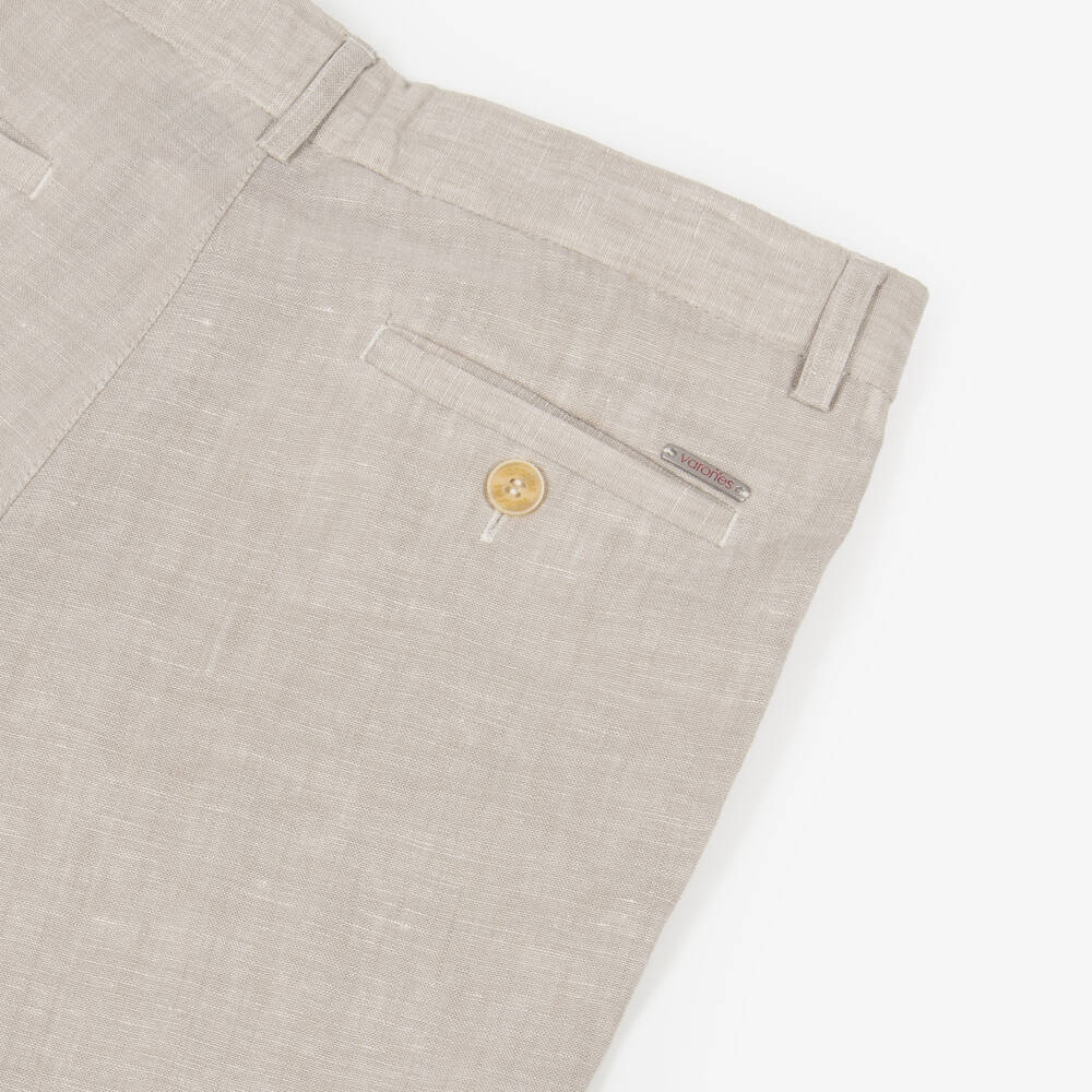 Varones One-Boys Beige Trousers with Adjustable Waist | Childrensalon