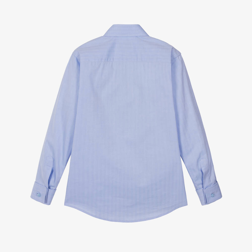 Varones One-Boys Blue Long Sleeved Shirt with Cufflinks | Childrensalon