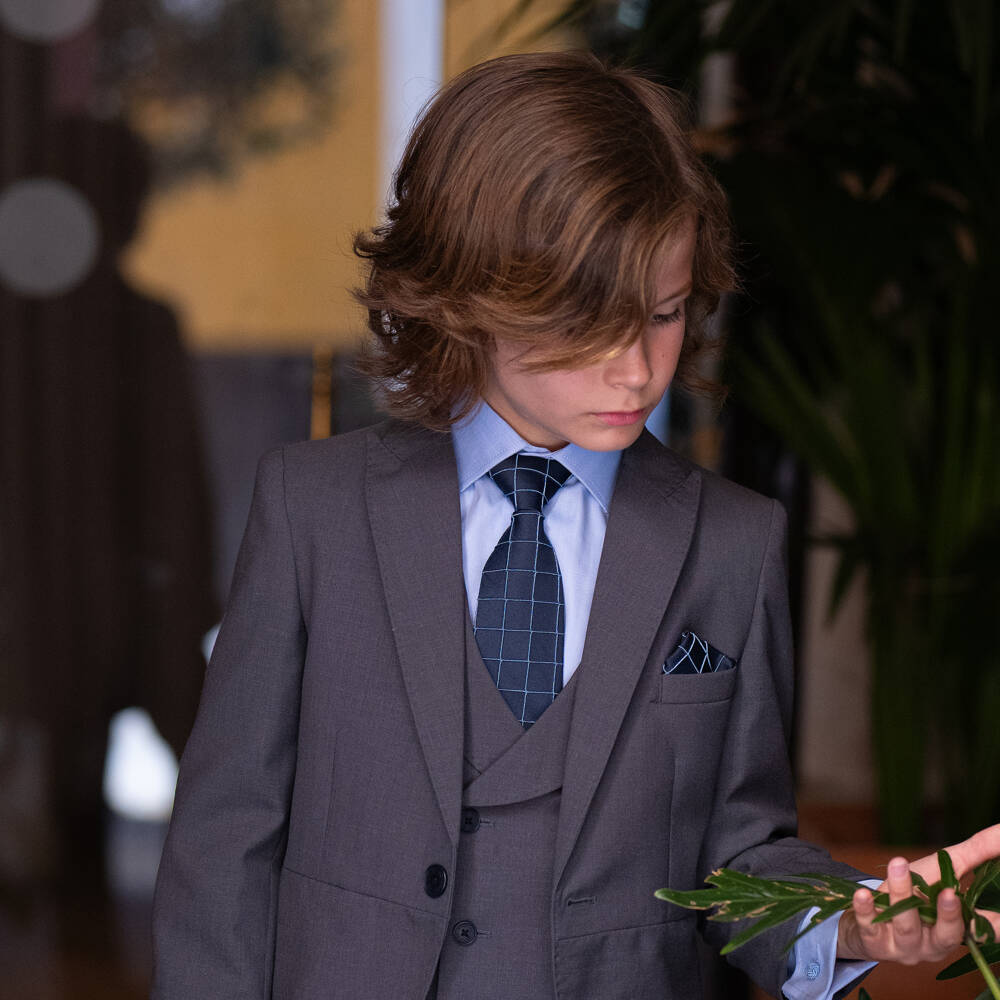 Varones One-Boys Blue Long Sleeved Shirt with Cufflinks | Childrensalon