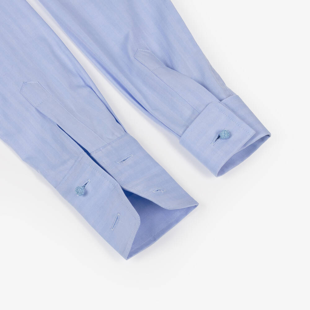 Varones One-Boys Blue Long Sleeved Shirt with Cufflinks | Childrensalon
