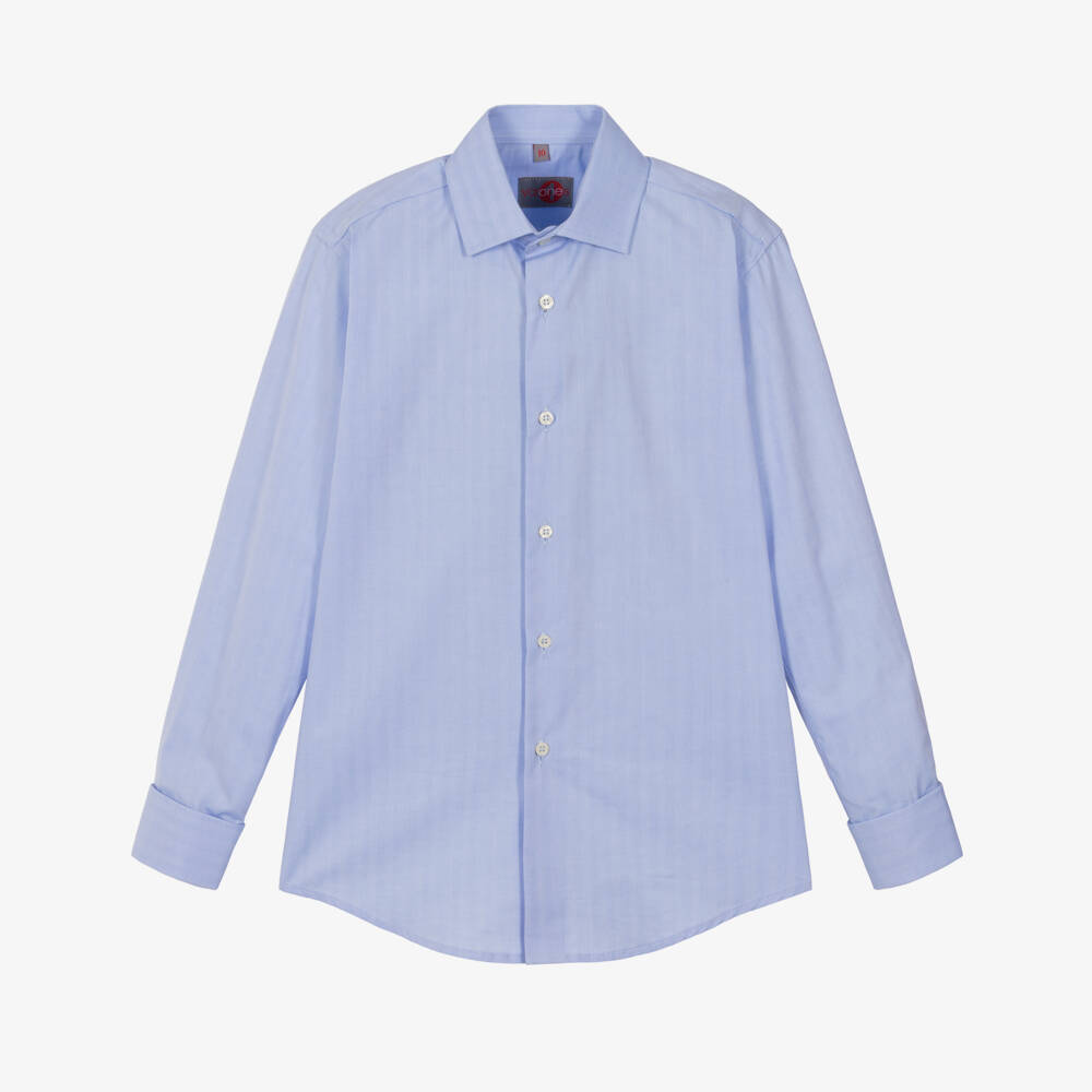 Varones One-Boys Blue Long Sleeved Shirt with Cufflinks | Childrensalon
