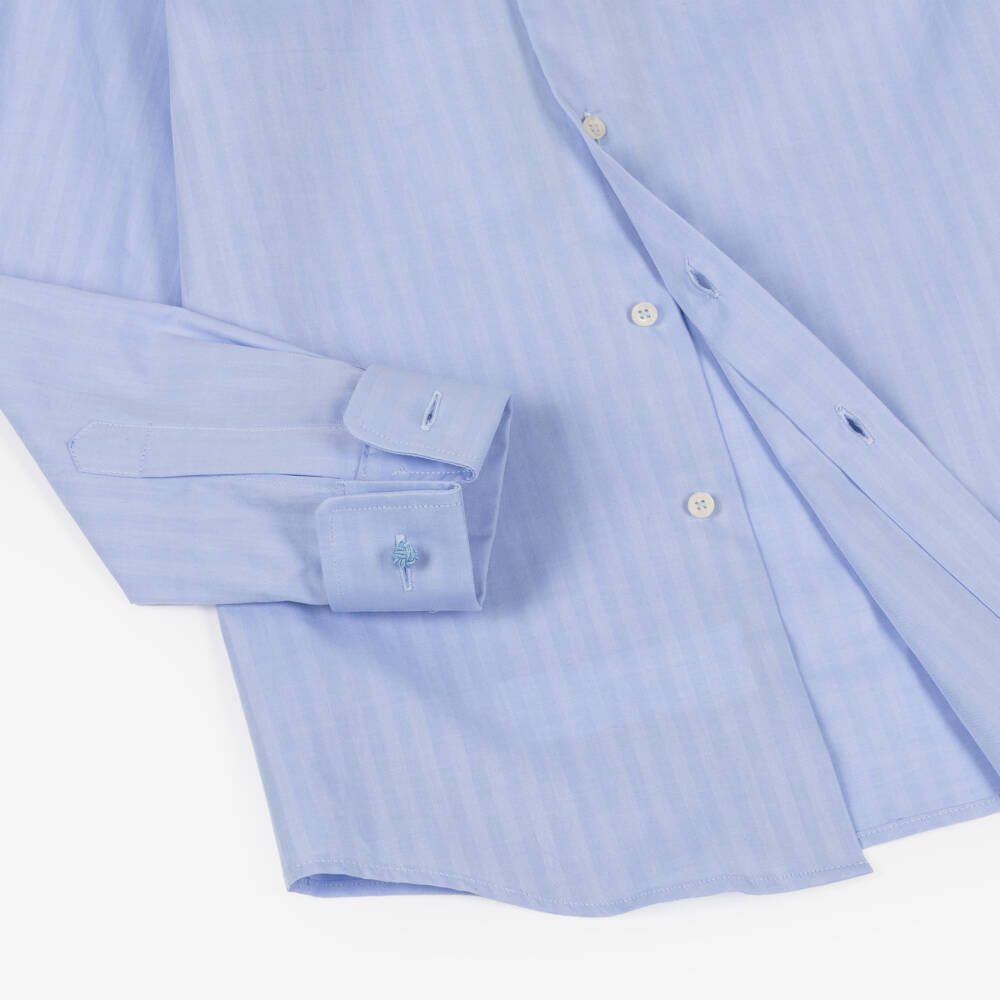 Varones One-Boys Blue Long Sleeved Shirt with Cufflinks | Childrensalon