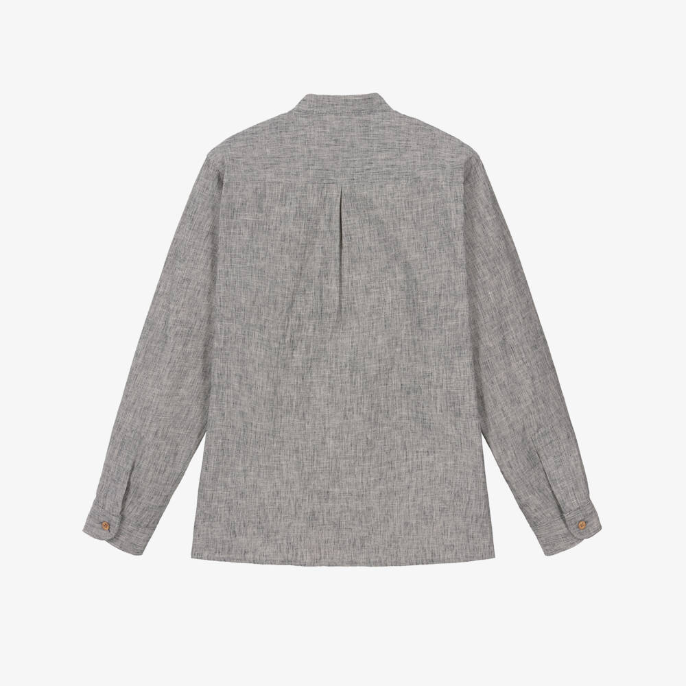 Varones One-Boys Grey Collarless Shirt with Toggle Buttons | Childrensalon