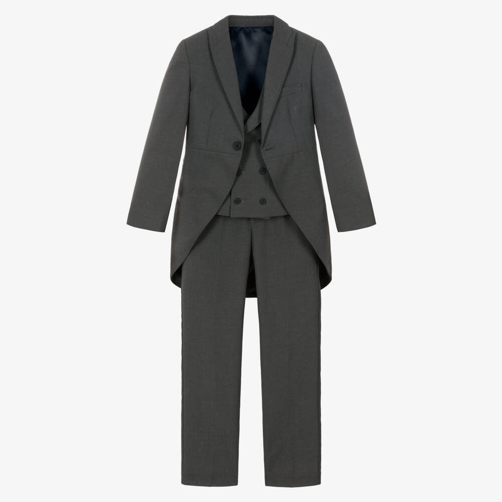 Varones One-Boys Grey Tailcoat Suit | Childrensalon