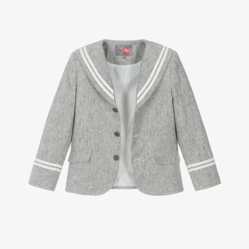 Varones One-Boys Grey & White Sailor Suit | Childrensalon