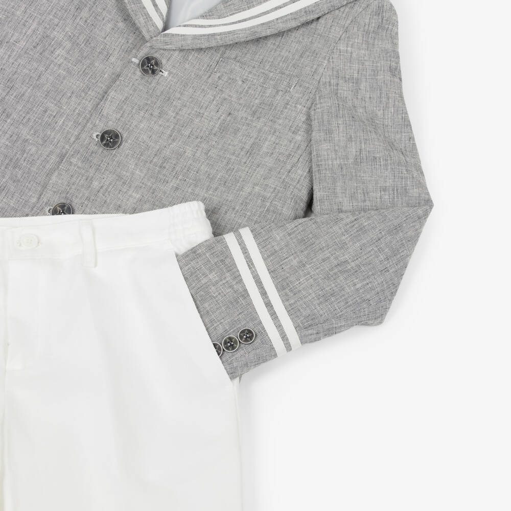 Varones One-Boys Grey & White Sailor Suit | Childrensalon