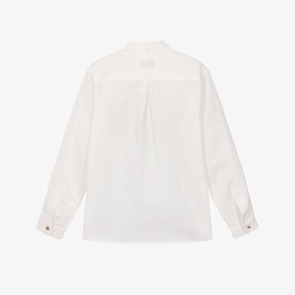 Varones One-Boys Ivory Collarless Shirt with Toggles | Childrensalon